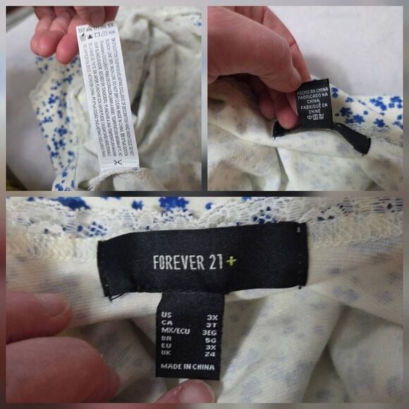 Forever 21 + Lace Trim Ditsy Floral Crop Top Tank Sz. 3X - Picture 6 of 6